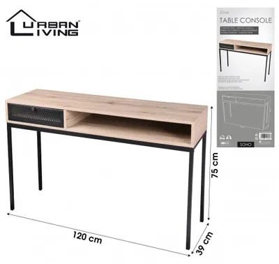 Image de Bureau avec rangements - Effet bois et métal - L. 39 x l. 120 x H. 75 cm