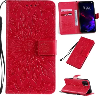 Produktbild von Mobigear Sunflower iPhone 11 Hülle Klapphülle Geldbörse - Rot