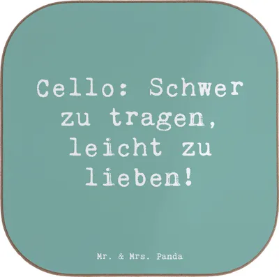 Produktbild von Mr. & Mrs. Panda Untersetzer für Gläser Spruch Cello Liebe - Meeresbrise - Geschenk, Tischschoner, Streichinstrument, Lernen, Instrument, Musik, Glas, Coaster, Musiker