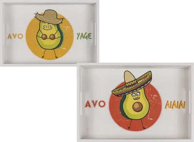 Produktbild von Tablett Serviertablett Früchte 2er Set »Avocado« Holz Küche Bar Lustige Motive