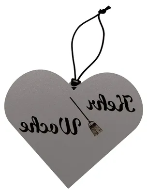 Produktbild von Herzförmiges Türschild zur Kehrwoche in Weiß mit Vintage-Holzdesign