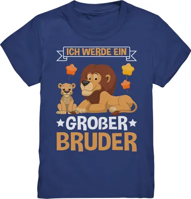 Produktbild von Ich werde ein Großer Bruder Löwe T-Shirt – Indigo / 122/128 (7-8)