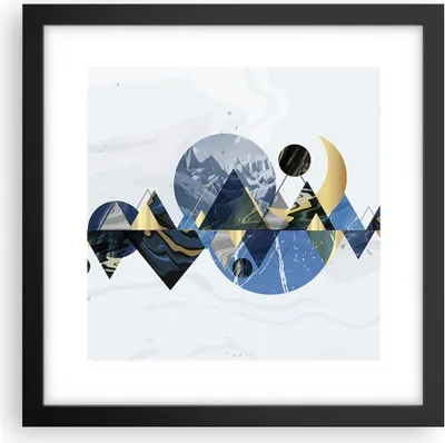 Produktbild von Gerahmtes Poster - Schwarzer Rahmen - Abstraktion Geometrisch Berge - 30x30 cm - Wand Bild - Wanddeko - Wandbilder - Kunstposter - Wandposter - Bilderrahmen - Bilder - Kunstdruck - P2BAC30x30-4814