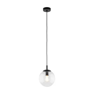 Produktbild von Hängelampe Metall Glas E27 rund Ø 30 cm H: max. 170 cm Schwarz Kugel Schirm Modern