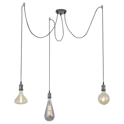 Produktbild von LeuchtenDirekt Pendelleuchte Schwarz max. 3 x 60W E27 ohne Leuchtmittel kürzbar
