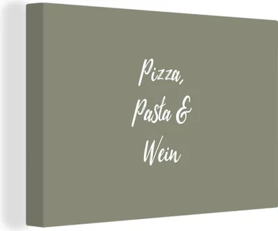 Produktbild von OneMillionCanvasses® - Leinwandbilder - 150x100 cm, Sprichwörter - Essen - Pizza, Pasta & Wein - Trinken - Zitate, Wandbilder Kunstdruck Wanddekoration - Foto auf Leinwand -