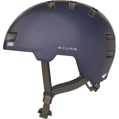 Produktbild von ABUS Stadthelm Skurb - Robuster Fahrradhelm für den Alltag, beim Skaten, BMX-Fahren oder Longboarden - Blau Matt, Größe S (52-56 cm)