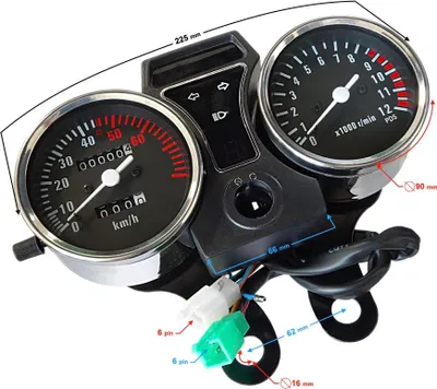 Produktbild von Beleuchteter Moped-Tachometer Ranger Classic 225mm mit Drehzahlmesser und Tageskilometerzähler
