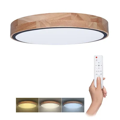 Obrázek produktu pro Solight Dřevěné LED stropní svítidlo kulaté 510mm 32/60W CCT s DO WO8006