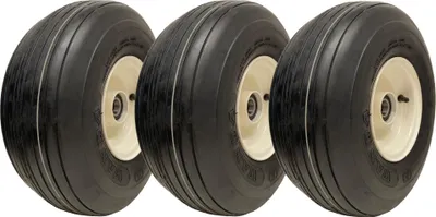 Image de 15x6.00-6 Multi Rib Wheels Lawnmower Wheels 6ply P508 Rim & Cap 25mm Bearing (Set of 3)