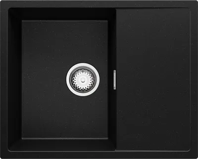 Produktbild von PRIMAGRAN Spülbecken Schwarz Metallic 62x50cm, Granitspüle 1 Becken + Ablauf-Set, Küchenspüle ab 45er Unterschrank - Ibiza