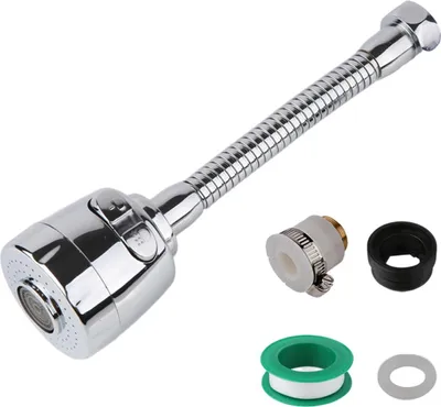 Produktbild von 360° drehbarer wassersparender Wasserhahn, Strahlregler, Düse, Filter, Wasserhahn, verstellbarer Auslauf aus Edelstahl, spritzwassergeschützt für Badezimmer und Küche, Messing-Schnittstelle (1 Stück