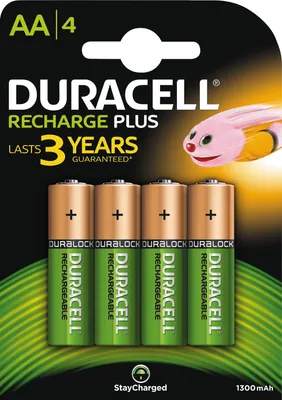 Produktbild von DURACELL Nickel Metall Hydrid Akku Recharge Plus Mignon AA 1.300 mAh 4 Akkus