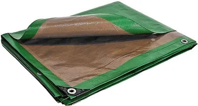 Image de Bâche de protection HQ250 anti UV étanche 250 g/m² 3x5 m - Vert / Marron - TECPLAST - PR0812