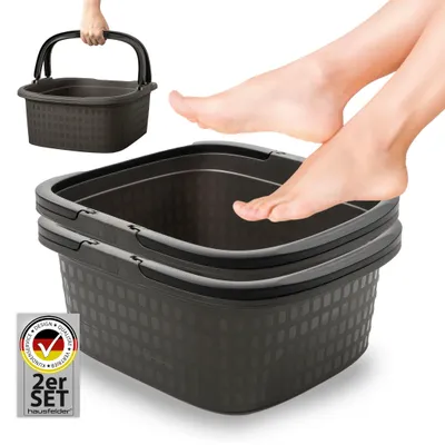 Produktbild von 2er Set Fußwanne mit Henkeln, 16l. rechteckig, Anthrazit