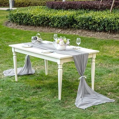 Elegante Chiffon Tischläufer 70 x 600 cm, Waschbares Tischdecken für Hochzeit, Geburtstag und Kommunion, Dekorativer