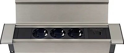 Produktbild von DesignLight Flatbox 3-fach Schuko-Steckdose mit 1x USB A und 1x USB C / Steckdosenverteiler
