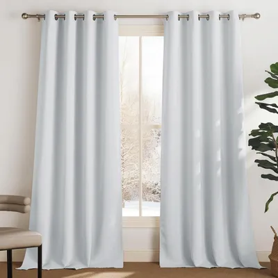 Obrázek produktu pro Záclony zatemňovací, sada 2 kusů, šedobílé, výška 260 cm, šířka 140 cm
