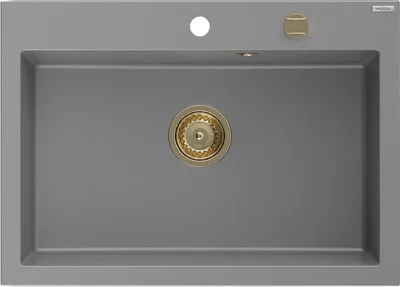 Produktbild von Mexen Elix Granitspüle 1-becken 700 x 500 mm, grau, goldener Siphon - 6526701005-71-G