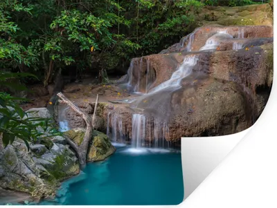 Produktbild von MuchoWow® Wandtattoo Wandsticker Wandaufkleber Wasserfall - Felsen - Landschaft 40x30 cm Selbstklebend und Repositionierbar - Faltenfrei