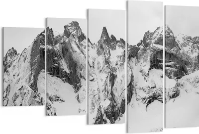 Produktbild von Bild auf Leinwand - Leinwandbild - 5 Teile - Alpen Schnee Monochrom - 150x100cm - Wand Bild - Wanddeko - Wandbilder - Leinwanddruck - Bilder - Wanddekoration - Leinwand bilder - EG150x100-4405