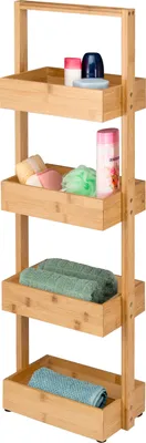 Produktbild von bremermann Bambus Standregal, Badregal mit 4 Ablagen, ca. 28 x 88 x 16 cm (B/H/T)
