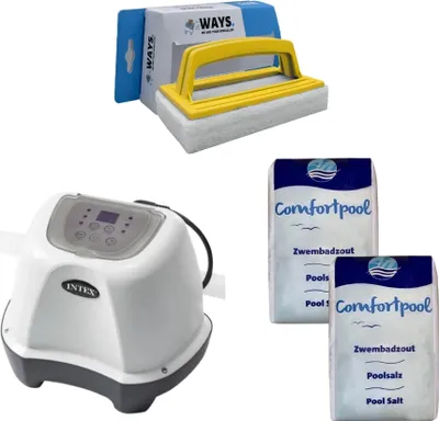 Produktbild von Intex - Salzwassersystem 26664GS & Poolsalz 40 kg & WAYS Scheuerbürste