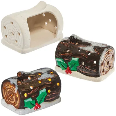 Teelichthalter Weihnachtsblock, 2er-Set, Keramik, 10x7x6,5 cm