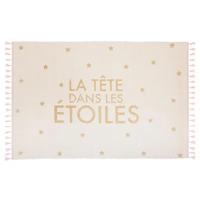 Image de Tapis doré à franges - La tête dans les étoiles - 60 x 90 cm