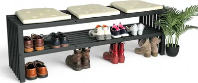Image de DanDiBo Étagère à chaussures Noir Métal 2 niveaux 96497 Range-chaussures Étagère à chaussures Moderne Stable Massive Armoire à chaussures Rangement