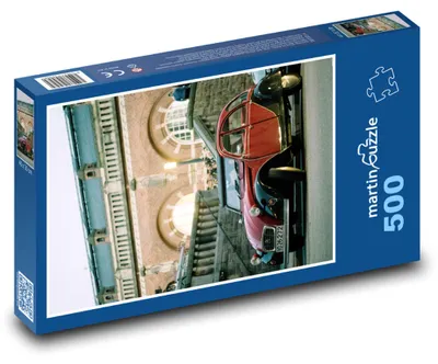 Produktbild von Puzzle 500 Roter Oldtimer auf der Straße - martinpuzzle