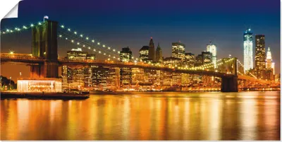 Produktbild von ARTland Poster Nächtliche Skyline Manhattan Größe: 100x50 cm