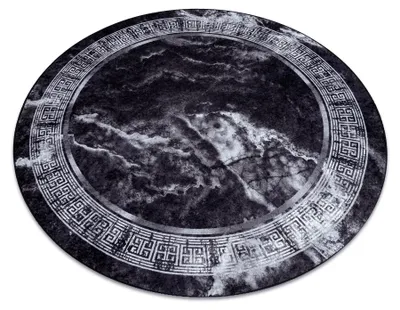 Image de Tapis lavable MIRO 51199.807 cercle Marbre, grec antidérapant - noir / blanc noir cercle 100 cm