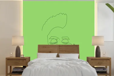 Produktbild von MuchoWow® Fototapete für Wohnzimmer oder Schlafzimmer Wandtapete Vinyl Motivtapete Strichzeichnung - Mann - Kopf - 280x280 cm - Hintergrundbild