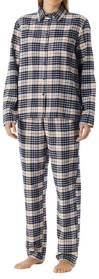 Produktbild von Schiesser Baumwolle Pyjama Klassisches Karomuster, Aus hochwertigem Baumwoll-Flanell, Lässiger Schnitt