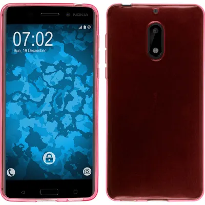 Produktbild von PhoneNatic Case kompatibel mit  Nokia 6 - rosa Silikon Hülle transparent + 2 Schutzfolien