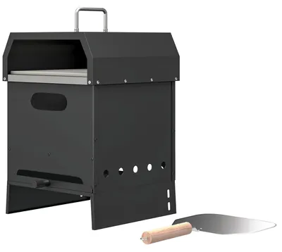 Produktbild von Outsunny 3-in-1 Outdoor Pizzaofen Holzbefeuerter Pizza Ofen Edelstahl 2 Ebene
