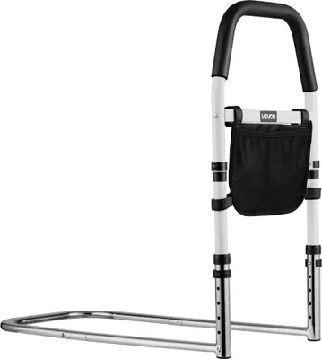 Image de Barrière de lit pour personnes âgées, barres d'aide au lit avec main courante en PU, canne de lit réglable en hauteur, barres de lit en acier au carbone haute résistance pour personnes âgées et patients, s'adapte aux lits king size, queen size, doubles et simples.