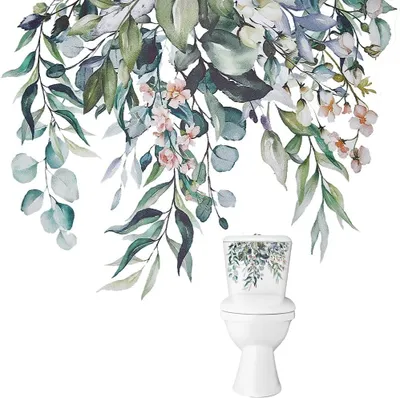 Produktbild von 2 Bögen selbstklebende Toilettensitzaufkleber mit Blumenmuster, wasserfest/abnehmbar