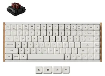 Image de Clavier mécanique sans fil Keychron K3 Ultra, profil bas, 8K, 75%, RGB, avec touches remplaçables à chaud, couleur crème, matériau POM, commutateurs marron