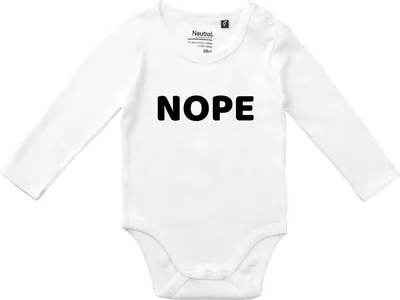 Produktbild von Huuraa Baby Body Nope Schriftzug 68 White  Baumwolle Fairtrade Langarmbody Geschenkidee