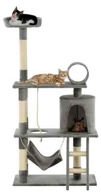 Produktbild von Katzenbaum mit Sisal-Kratzsäulen, 140 cm Grau