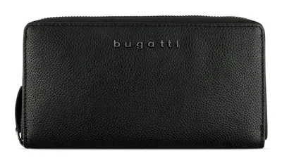Produktbild von Bugatti Damen Langbörse Bella, Rindleder Schwarz, 19x3x10 cm, Reißverschluss, 19 Kartenfächer, 2 Geldscheinfächer, Münzfach, Sichtfach, 2 Seitenfächer, 2 Einschubfächer, hochwertig, inkl. Bugatti Geschenkbox