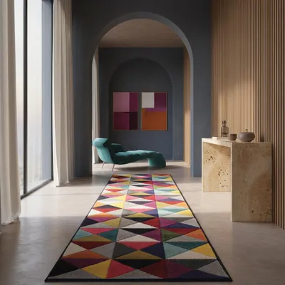 Produktbild von Flurläufer Mittelflor Geometrisch Polypropylen Multi 66x230 cm Flur Küche Modern MEON | Kadima Design