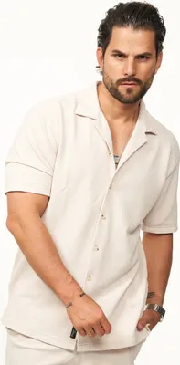Produktbild von CARISMA Herren Kurzarmhemd mit Rippstruktur im Summer-Look für Herren Kurzarm Strick Polo-Hemd T-Shirt mit Streifenmuster
