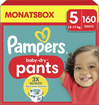 Produktbild von Pampers® Windeln baby-dry™ Monatsbox Größe Gr.5 (12-17 kg) für Babys und Kleinkinder (4-18 Monate), 160 St.
