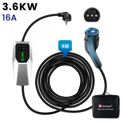 Produktbild von Ladepistole 8A/10A/13A/16A EVSE EU EV Ladekabel Type2 Tragbare Ladegerät Box 3.5KW ev charger 4m