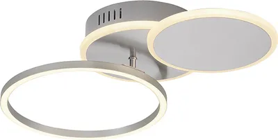 Produktbild von Selltec LED Deckenleuchte BAIKAL rund Lichtfarbe warmweiß, Deckenlampe Ringe silber Wohnzimmer, Schlafzimmer, Esszimmer