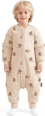 Imagen del producto de Saco de dormir para bebés - 2-5 TOG - Fabricado en algodón - Uniseks - Para bebés - Con mangas desmontables - Para niños de 3 a 4 años - Talla para bebés de 95 a 105 cm