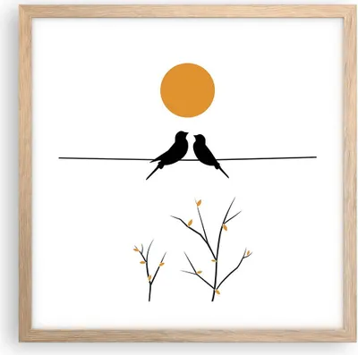 Produktbild von Gerahmtes Poster - Rahmen in heller Eiche - Bild Vögel Sonne - 40x40 cm - Wand Bild - Wanddeko - Wandbilder - Kunstposter - Wandposter - Bilderrahmen - Bilder - Kunstdruck - P2NAC40x40-4772